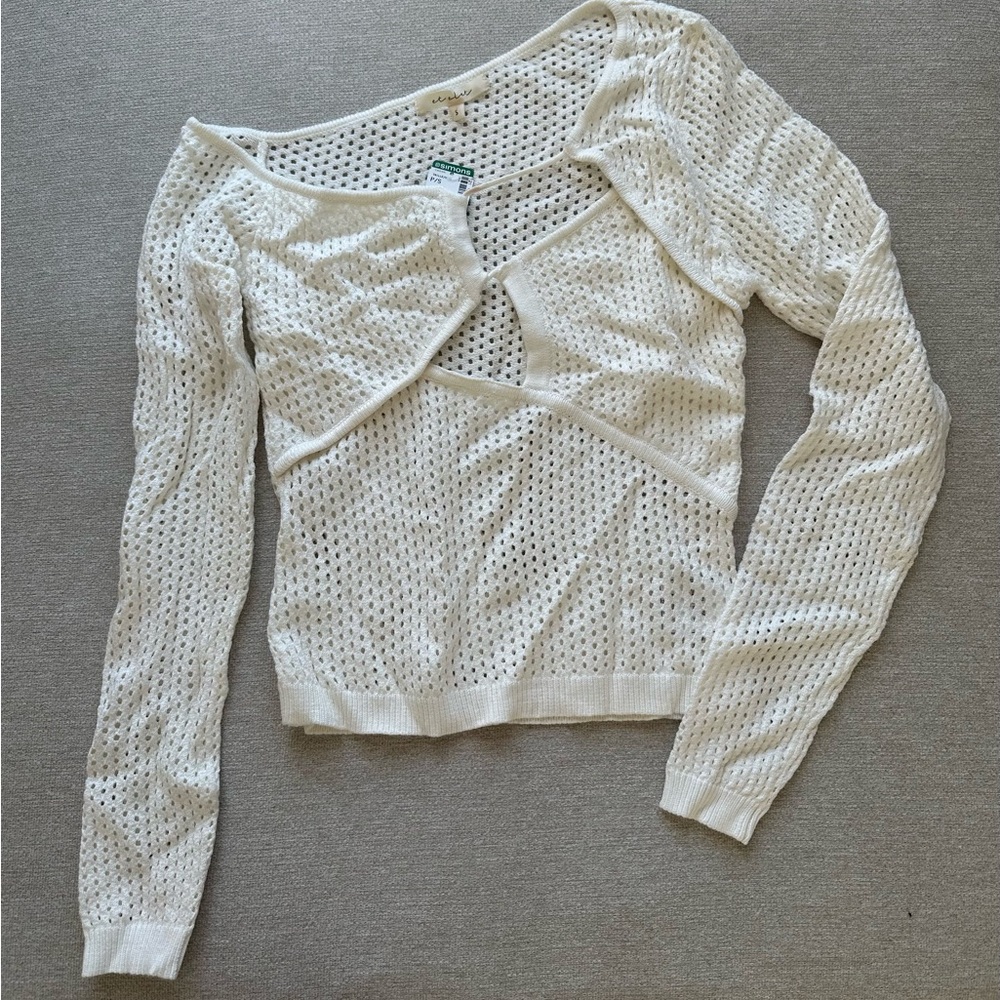 Simons White Knit Long Sleeve Top